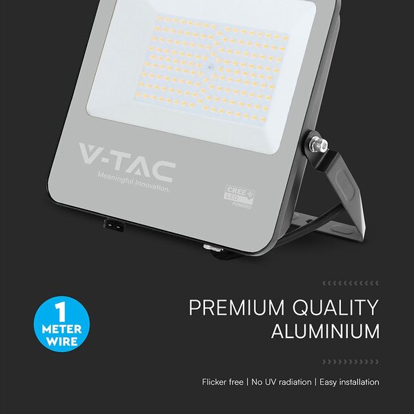 V-TAC CREE SMD D-széria LED reflektor 100W meleg fehér 115 Lm/W, fekete ház - SKU 232006
