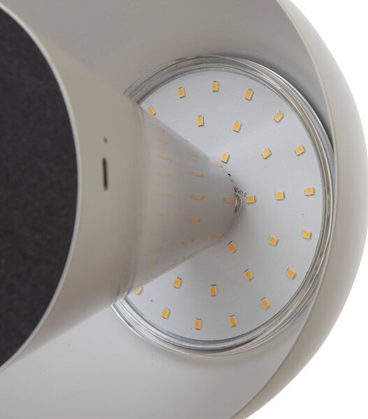 Lindby LED-es, újratölthető asztali lámpa Nevijo, szürke, Ø18cm, USB,, dimmelhető, Alu / szürke / cink, Nappali / Étkező, fém, Fiatalos életstílus