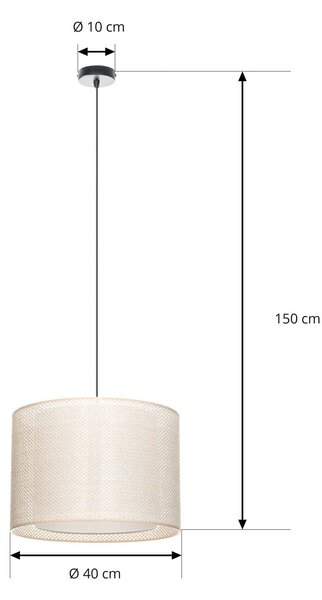 Lindby függesztéklámpa Soula, Ø 40 cm, bézs, műanyag, E27, dimmelhető, Krém / borostyánsárga, Nappali / Étkező, Műanyag, Vidéki otthon / Rusztikus