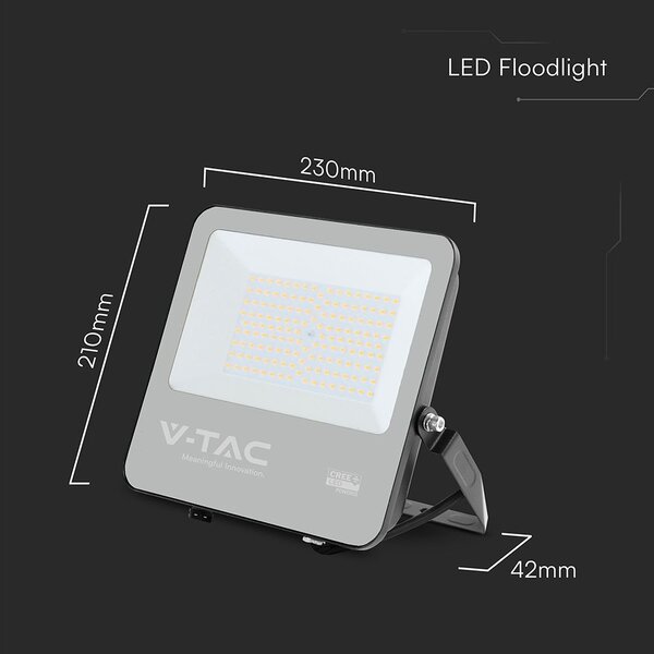 V-TAC CREE SMD D-széria LED reflektor 100W meleg fehér 115 Lm/W, fekete ház - SKU 232006
