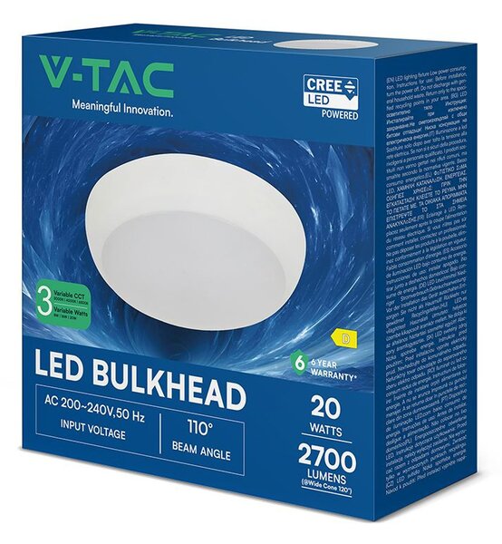 V-TAC CREE SMD 20W állítható teljesítményű és színhőmérsékletű mennyezeti lámpa - SKU 801-24-6