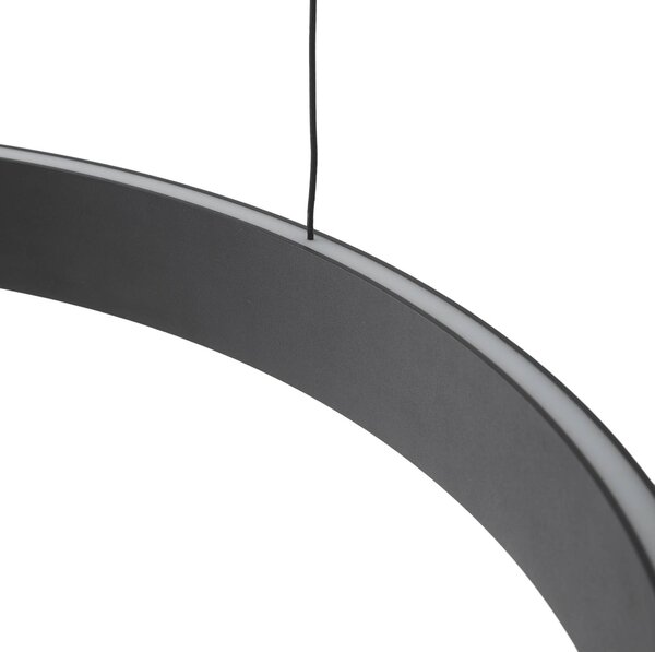 Lucande LED-es függőlámpa Philine, Ø 60 cm, fekete, vas, dimmelhető, Fekete, Nappali / Étkező, Modern