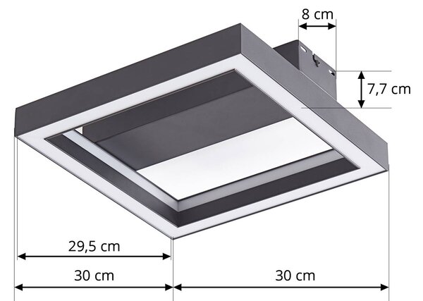 Lucande Smart LED mennyezeti lámpa Tjado, 30 cm, fekete, RGBW, dimmelhető, Fekete, Nappali / Étkező, fém, Modern