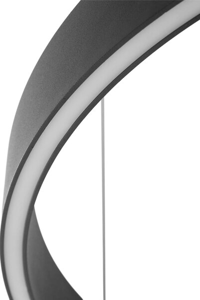 Lucande LED-es függőlámpa Philine, Ø 60 cm, fekete, vas, dimmelhető, Fekete, Nappali / Étkező, Modern
