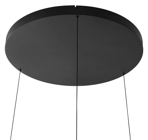 Lucande LED-es függőlámpa Philine, Ø 60 cm, fekete, vas, dimmelhető, Fekete, Nappali / Étkező, Modern