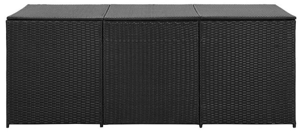Fekete polyrattan kerti tárolóláda 180 x 90 x 70 cm