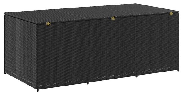 Fekete polyrattan kerti tárolóláda 180 x 90 x 70 cm