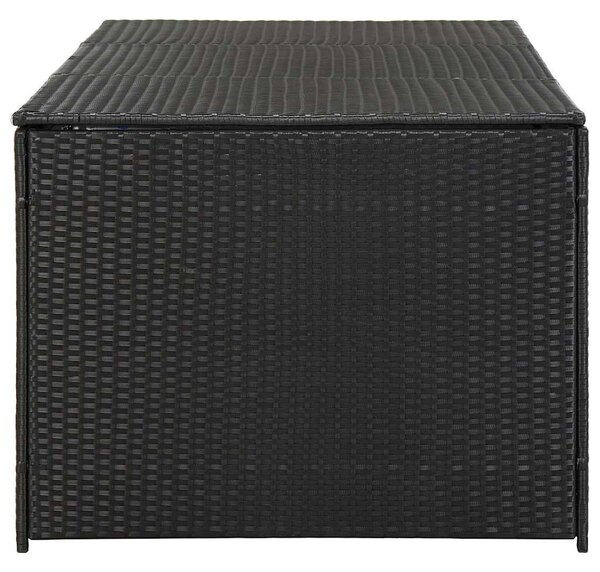 Fekete polyrattan kerti tárolóláda 180 x 90 x 70 cm