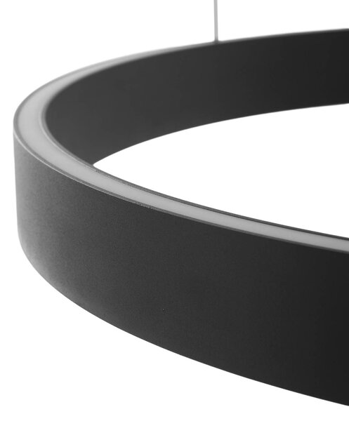 Lucande LED-es függőlámpa Philine, Ø 60 cm, fekete, vas, dimmelhető, Fekete, Nappali / Étkező, Modern