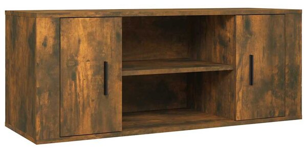 Füstös tölgy színű szerelt fa TV-szekrény 100 x 35 x 40 cm