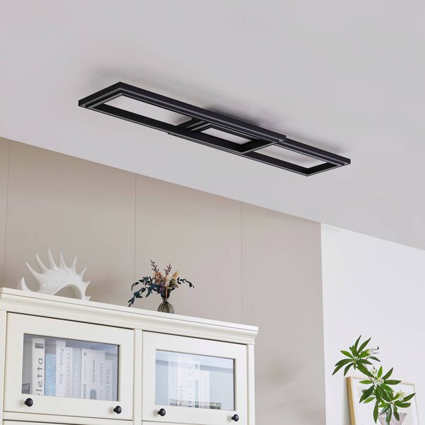 Lucande Smart LED mennyezeti világítás Tjado 115 cm fekete RGB CCT, dimmelhető, Fekete, Nappali / Étkező, fém, Modern