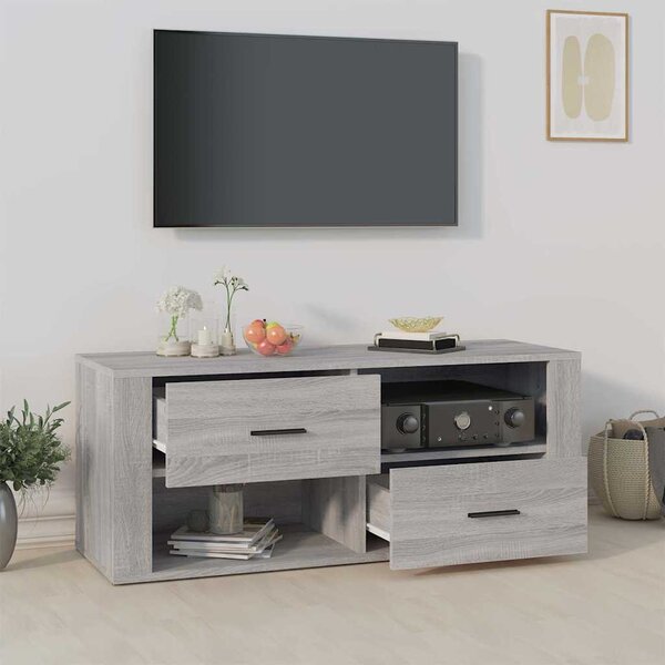Szürke sonoma színű szerelt fa TV-szekrény 100 x 35 x 40 cm