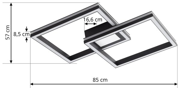 Lucande Smart LED mennyezeti lámpa Tjado, 85cm, fekete, RGB, CCT, dimmelhető, Fekete, Nappali / Étkező, fém, Modern