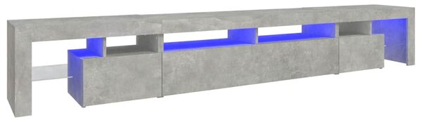Betonszürke TV-szekrény LED lámpákkal 260x36,5x40 cm