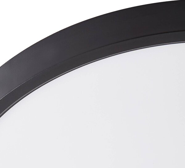Lindby Smart LED mennyezeti lámpa Pravin, Ø 30 cm, CCT, fekete, dimmelhető, Fekete, Nappali / Étkező, Műanyag, Modern