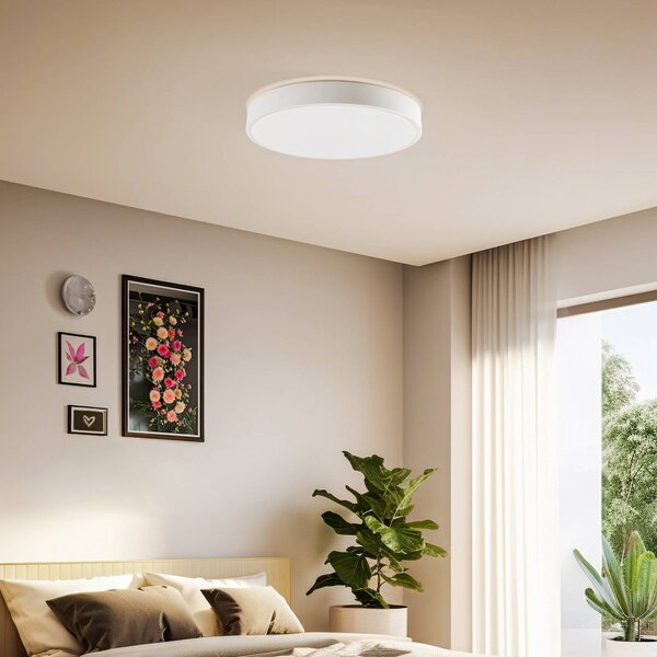Lindby Smart LED-es mennyezeti lámpa Innes fehér Ø 38 cm RGB CCT Tuya, dimmelhető, Fehér / opál, Nappali / Étkező, fém, Modern