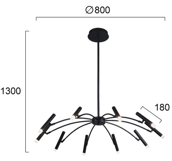 SECRET LED design csillár, fekete, 2548 lm, 3-step dimm