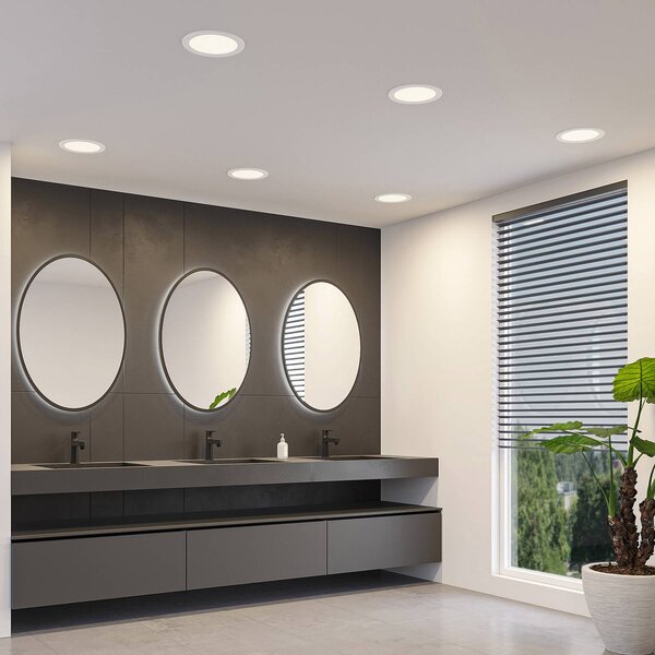 PRIOS Prios LED süllyesztett lámpa Cadance, fehér, 22 cm, 10 darabos készlet, CCT, dimmelhető, Fehér / opál, Fürdőszoba, Alumínium, Modern