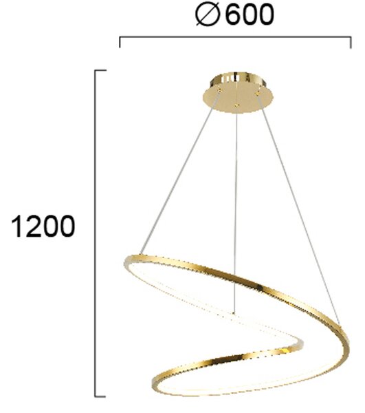 SATELLITE LED design függőlámpa, fényes arany, 1330 lm