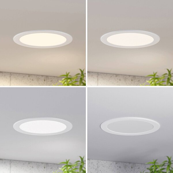 PRIOS Prios LED süllyesztett lámpa Cadance, fehér, 24cm, 10 darabos készlet, CCT, dimmelhető, Fehér / opál, Fürdőszoba, Alumínium, Modern