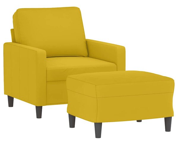 Sárga bársony kanapéfotel lábtartóval 60 cm