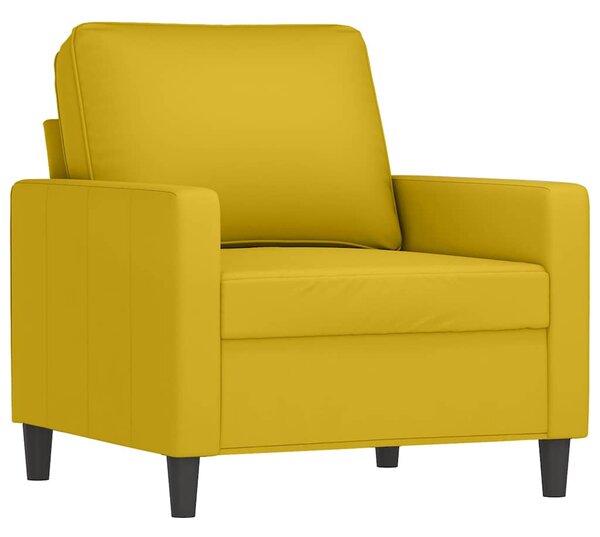 Sárga bársony kanapéfotel lábtartóval 60 cm