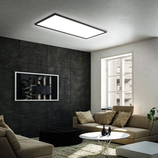 Briloner Felületre szerelhető LED panel Slim 58x20cm on/off 4,000K fekete, Fekete, Dolgozószoba / Iroda, Műanyag, Modern