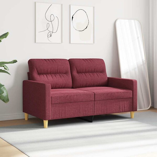 Kétszemélyes bordó szövet kanapé 120 cm
