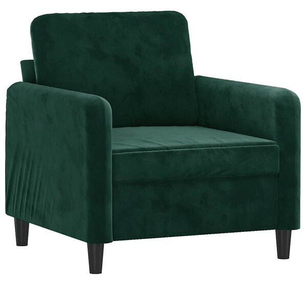 Sötétzöld bársony kanapéfotel 60 cm