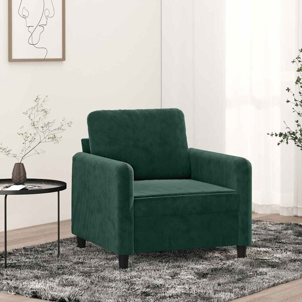 Sötétzöld bársony kanapéfotel 60 cm