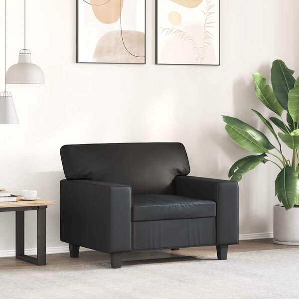 Fekete műbőr kanapéfotel 60 cm