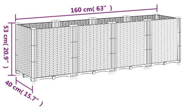 VidaXL Kerti Ültetőláda - 4 részes - 160cm - Barna