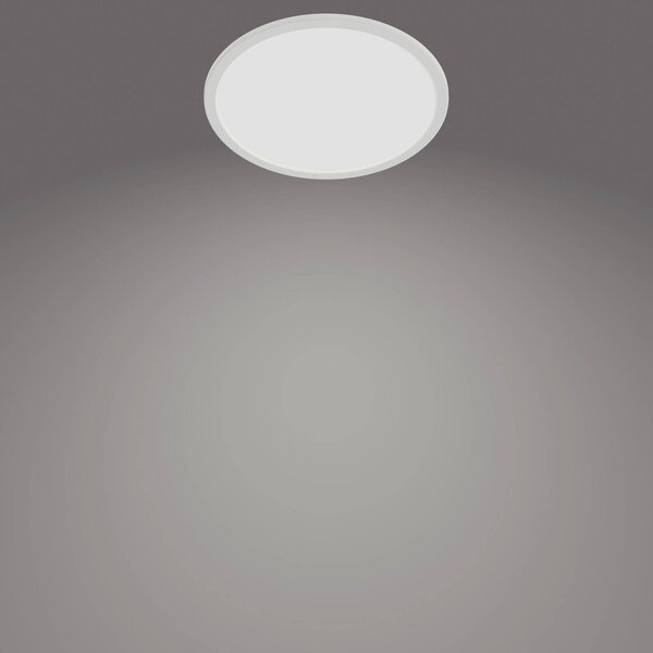 Philips SuperSlim LED IP44 Ø 24,5 cm 4000 K fehér, dimmelhető, Fehér / opál, Fürdőszoba, fém