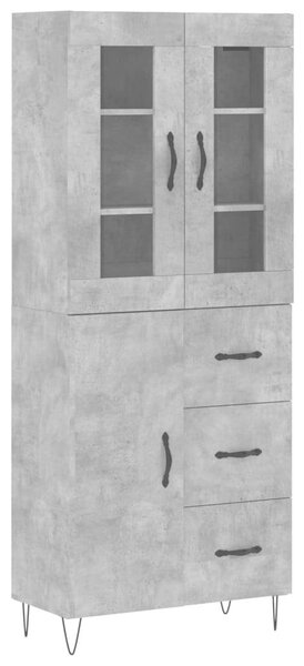 Betonszürke szerelt fa magasszekrény 69,5 x 34 x 180 cm