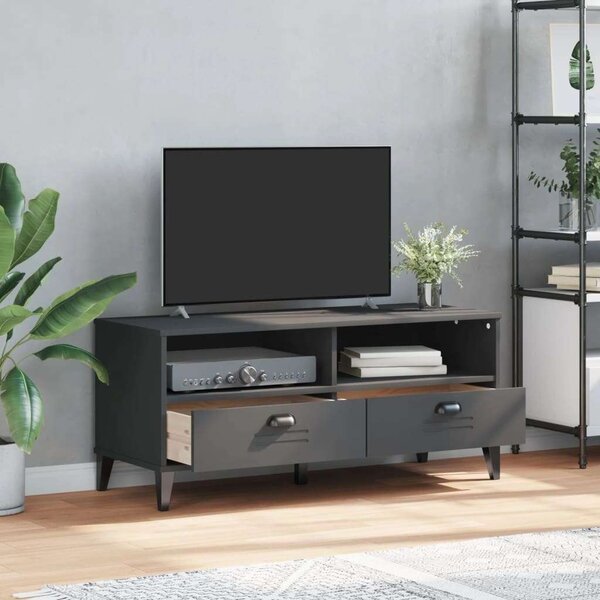 VidaXL VIKEN TV Szekrény - Tömör Fenyőfa - Antracit Szürke - 106cm