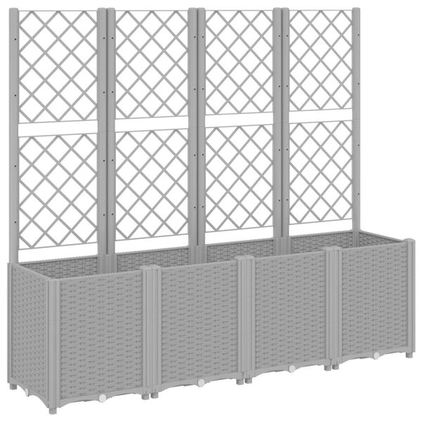 VidaXL világosszürke PP rácsos kerti ültetőláda 160 x 40 x 140 cm