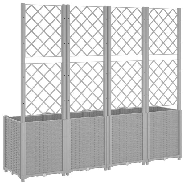VidaXL világosszürke PP rácsos kerti ültetőláda 160 x 40 x 140 cm