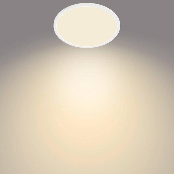 Philips SuperSlim LED IP44 2700K Ø 29,5 cm fehér, dimmelhető, Fehér / opál, Fürdőszoba, fém