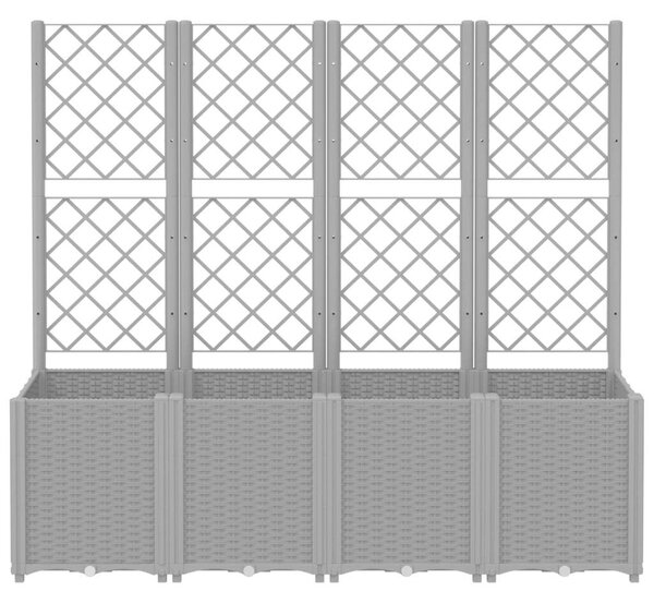 VidaXL világosszürke PP rácsos kerti ültetőláda 160 x 40 x 140 cm