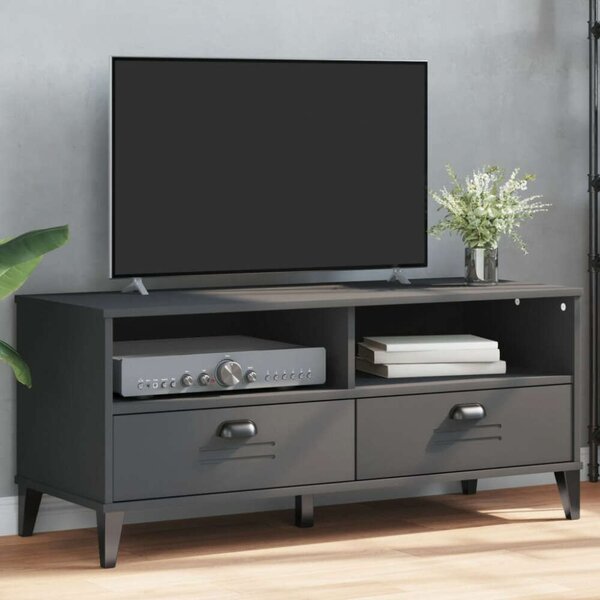 VidaXL VIKEN TV Szekrény - Tömör Fenyőfa - Antracit Szürke - 106cm