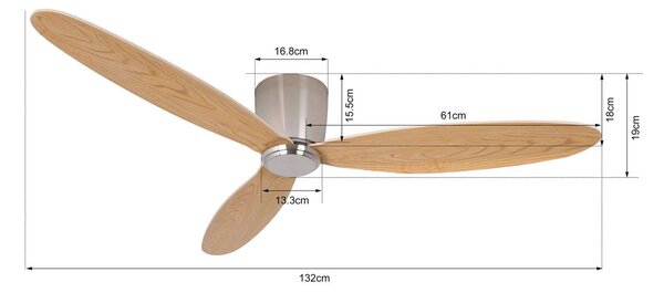 Beacon Lighting mennyezeti ventilátor Airfusion Radar teak Ø 132 cm csendes, Világos fa, Nappali / Étkező, Fa, Modern