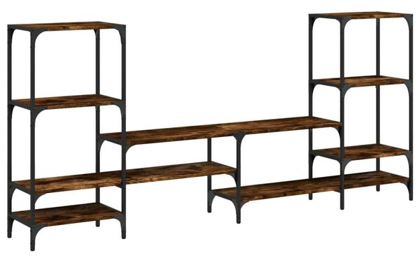 VidaXL Ipari Stílusú TV-Szekrény Szett - Füstölt Tölgy - 206,5x28,5x95 cm
