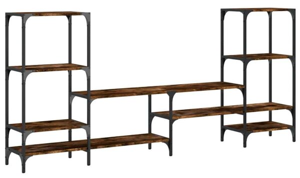 VidaXL Ipari Stílusú TV-Szekrény Szett - Füstölt Tölgy - 206,5x28,5x95 cm