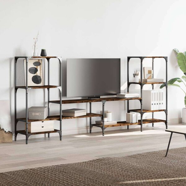 VidaXL Ipari Stílusú TV-Szekrény Szett - Füstölt Tölgy - 206,5x28,5x95 cm