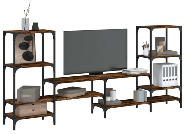 VidaXL Ipari Stílusú TV-Szekrény Szett - Füstölt Tölgy - 206,5x28,5x95 cm