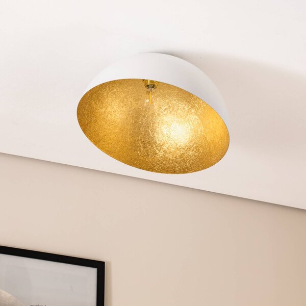 SIGMA Sfera mennyezeti világítás, Ø 50 cm, fehér/arany, dimmelhető, Sárgaréz / arany, Nappali / Étkező, fém, Modern