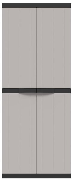 Szürke és fekete PP kültéri tárolószekrény 65 x 37 x 165 cm