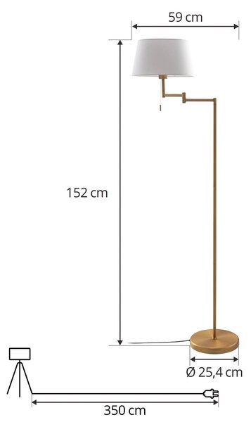 Lindby Ismene álló világítás forgatható karral, Bronz / antik sárgaréz, Nappali / Étkező, fém