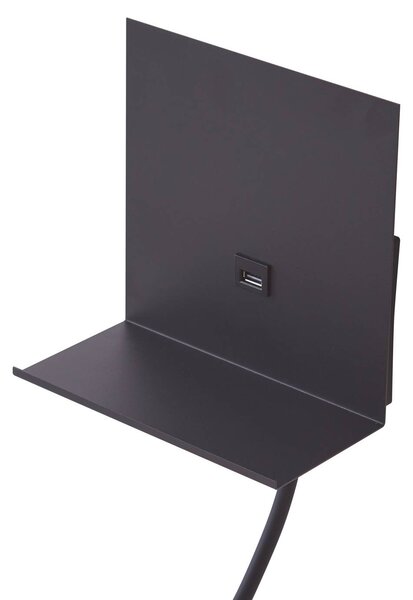 Lindby fali lámpa Thorid, fekete, USB, LED-es olvasólámpa, G9, Fekete, Nappali / Étkező, fém, Modern