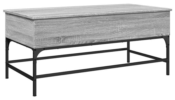 Szürke sonoma szerelt fa és fém dohányzóasztal 100 x 50 x 45 cm